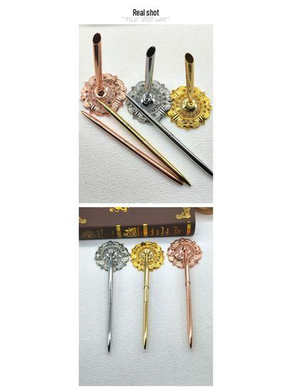 Electroplated Cylinder Pen & Flower Base Holder Set
