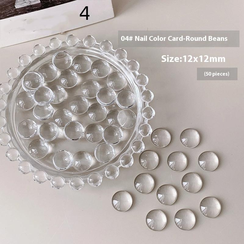 Mini Glass Nail Color Card Manicure Bean 3D Round Bead Transparent Glue Plate High-Quality Nail Polish Manicure Tool
