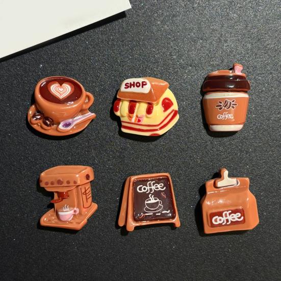 6Pcs Coffee Theme Refrigerator Magnet Resin Decorative Fridge Magnet Memo Notes Photo Holder for Home Kitchen