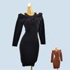 Pure Desire Sexy Sexy Silm Internet Celebrity Sweet Cool Fried Street Long Sleeves Blouse Hip-Wrapped Sleeveless Dress Two-piece Set