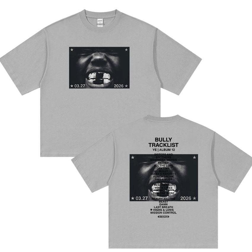 Nuovo Album Bully Kanye West Magliette Grafiche Unisex Hip Hop Pop Rap YK Maglietta a Maniche Corte Moda Retro Cotone Streetwear