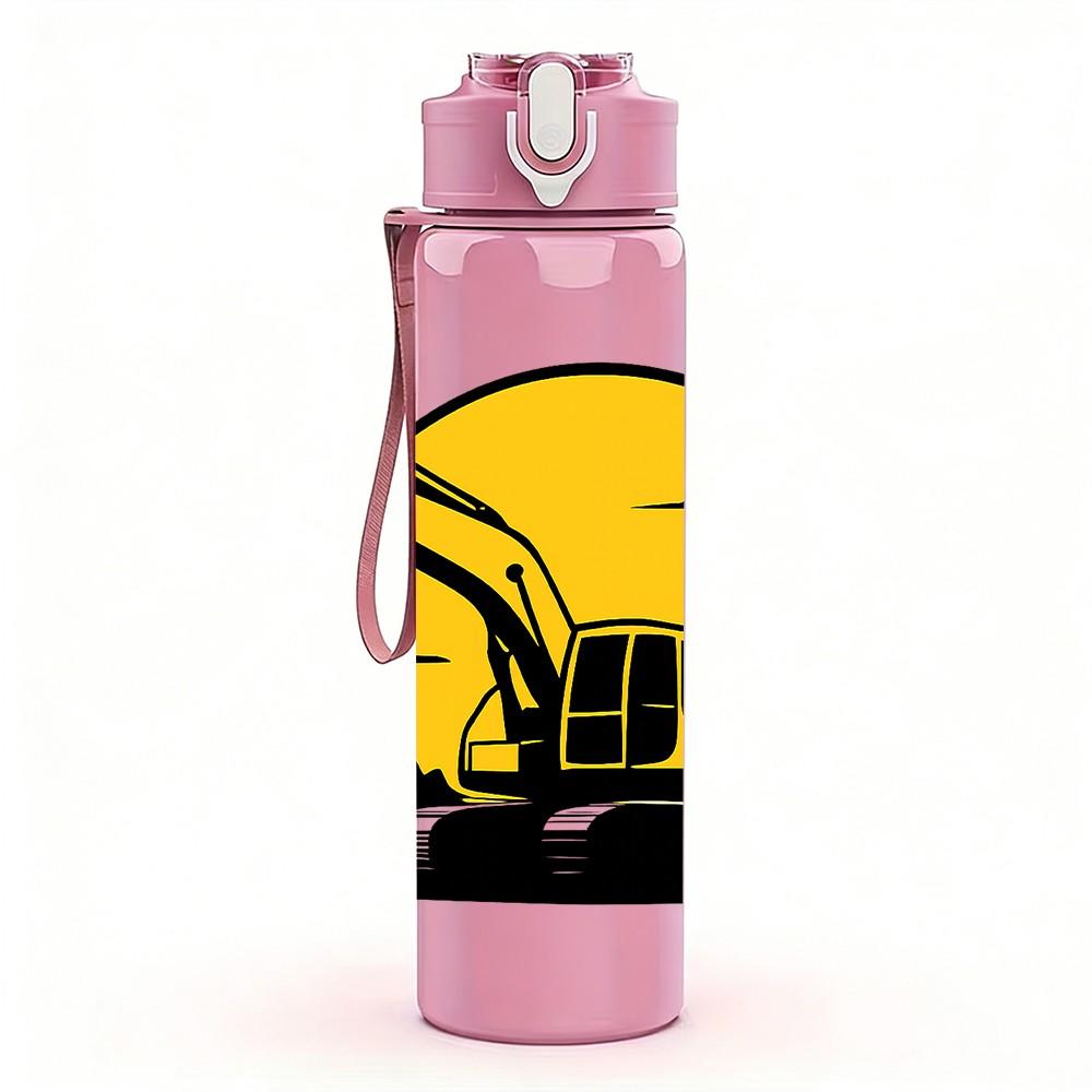 1PC Excavator Machine 750ml Color Plastic Sports Water Bottle Leakproof Flip Straw Lid Suitable for Sports Office Home Use