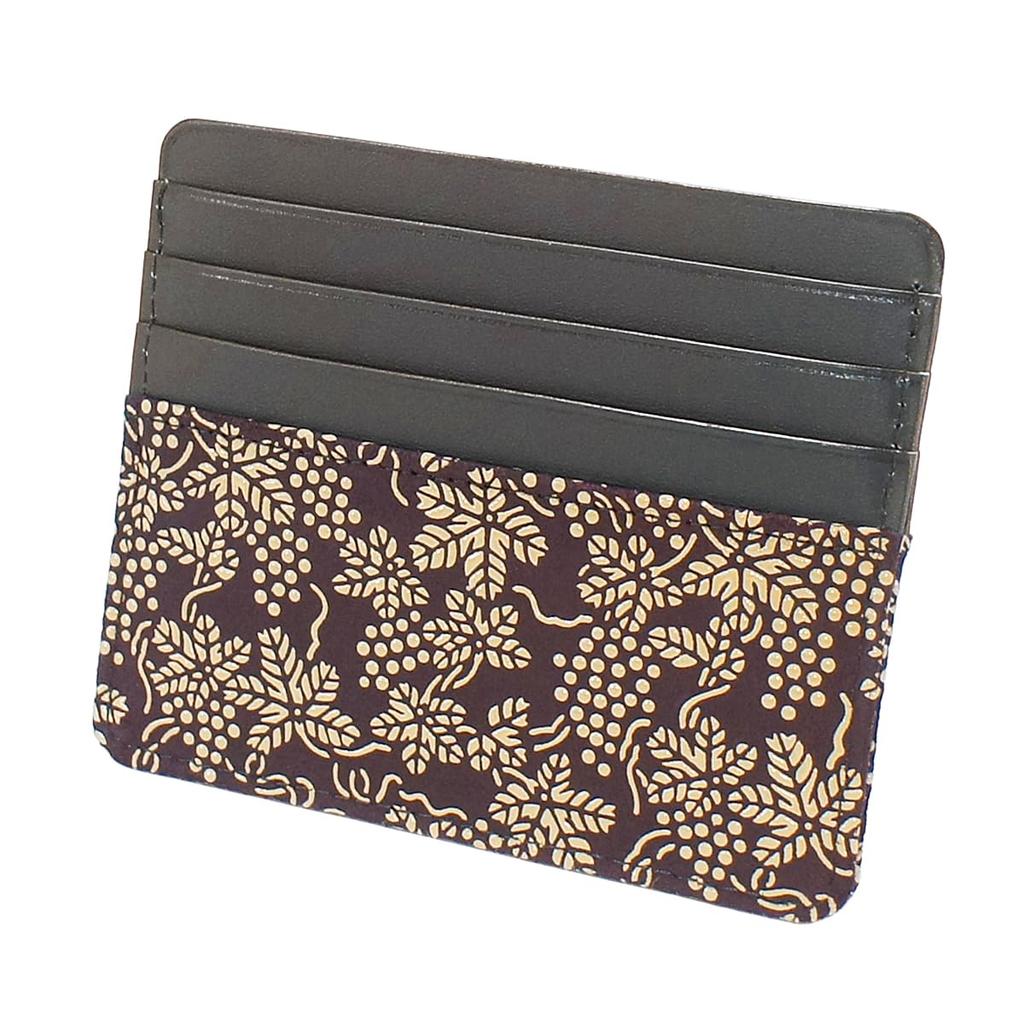 Indenya Slim Card Case, Thin, Deerskin, Purple with White Lacquer, Grape Pattern, 2530-16-120