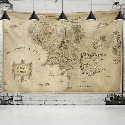 Tapiz de mapa del tesoro pirata antiguo, tapiz colgante de pared Hippie, decoración Bohemia, alfombra de isla dorada, decoración para dormitorio universitario