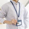 Employee ID Card Reel Holder Necklace Leather Card Case