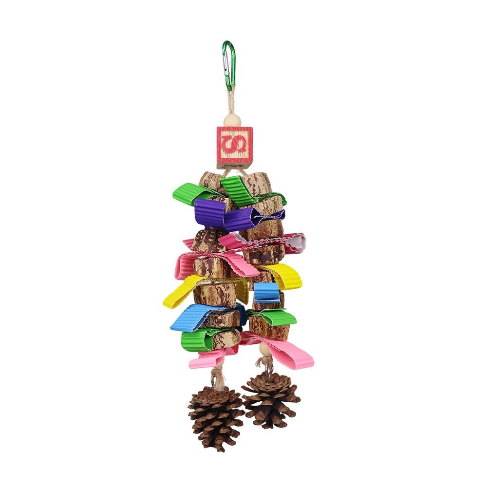 Durable Straw Hat Bird Toy Ball Fruit Shape Birdcage Decoration Boredom Relieving Colorful Parrot Toys Pet Bird