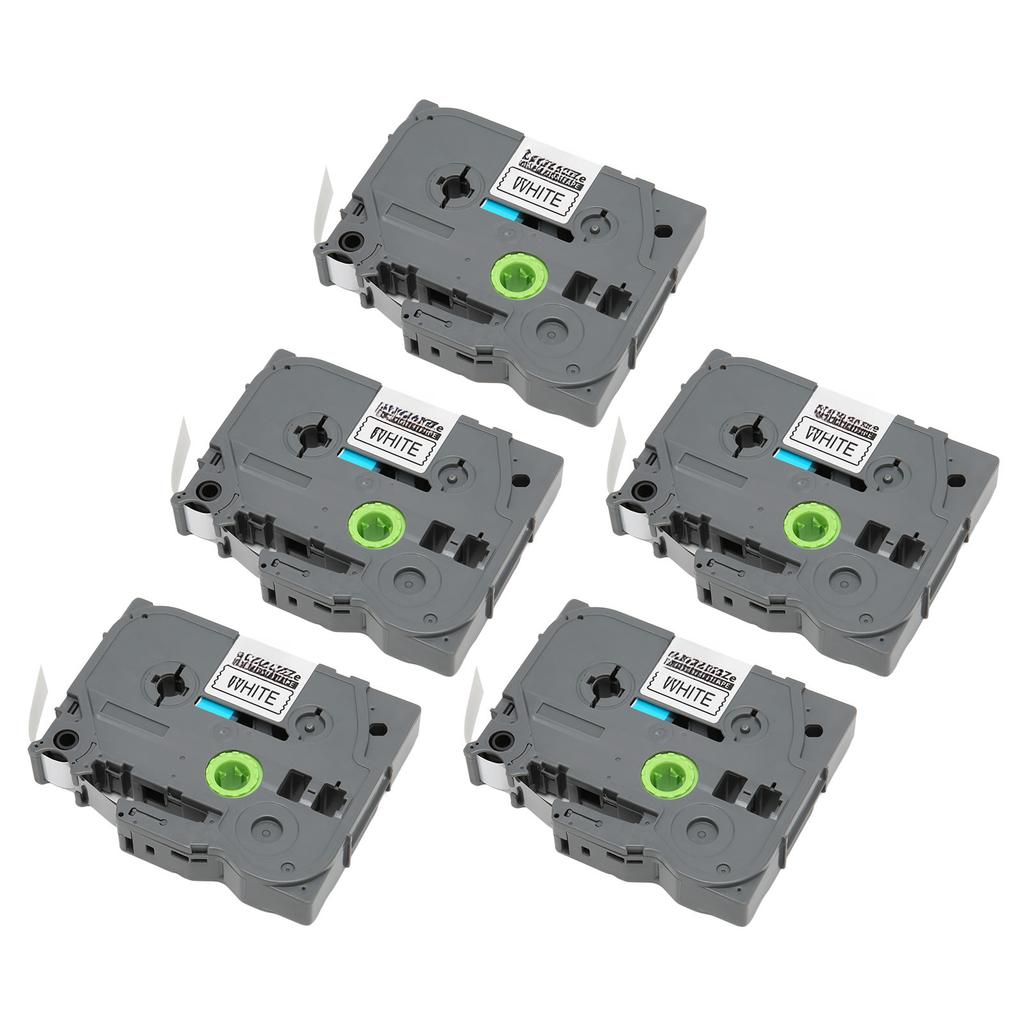 5 Pcs Label Maker Tape Black On White 12mm Width 8m Length Waterproof Printer Label Maker Tape for P Touch for PT D210