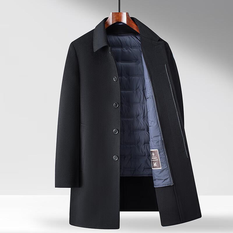 Men's 3-in-1 Wool Blend Overcoat with Detachable Goose Down Liner