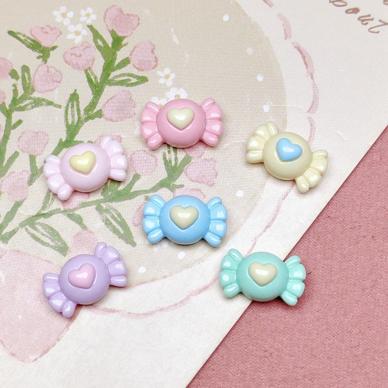 30Pcs New Cute Kawaii Cartoon Mixed Color Candy Heart Series Resin Scrapbook Diy Manicure Wedding Hairpin Accessories Craft A129