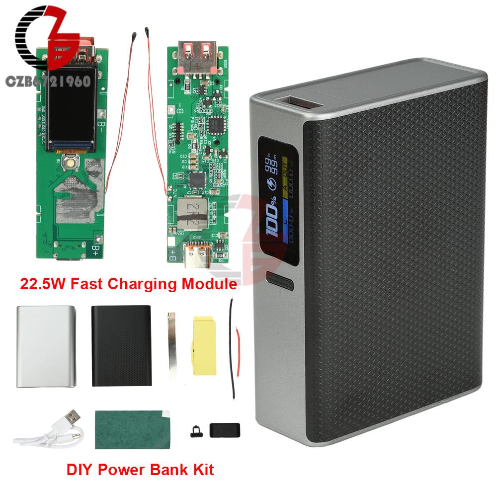 21700 Battery Case DIY Power Bank Kit 22.5W Fast Charging Motherboard Mini Portable Super Power Module Type-C USB Dual Interface