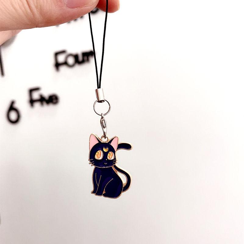 

1 Piece Anime Cat Mobile Phone Charms Lovely Cartoon Keychains Lanyard for Keys Decoration Bag Charms Phone Strap