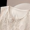 Women's Elegant Linen Blend Vest with Lace Embroidery