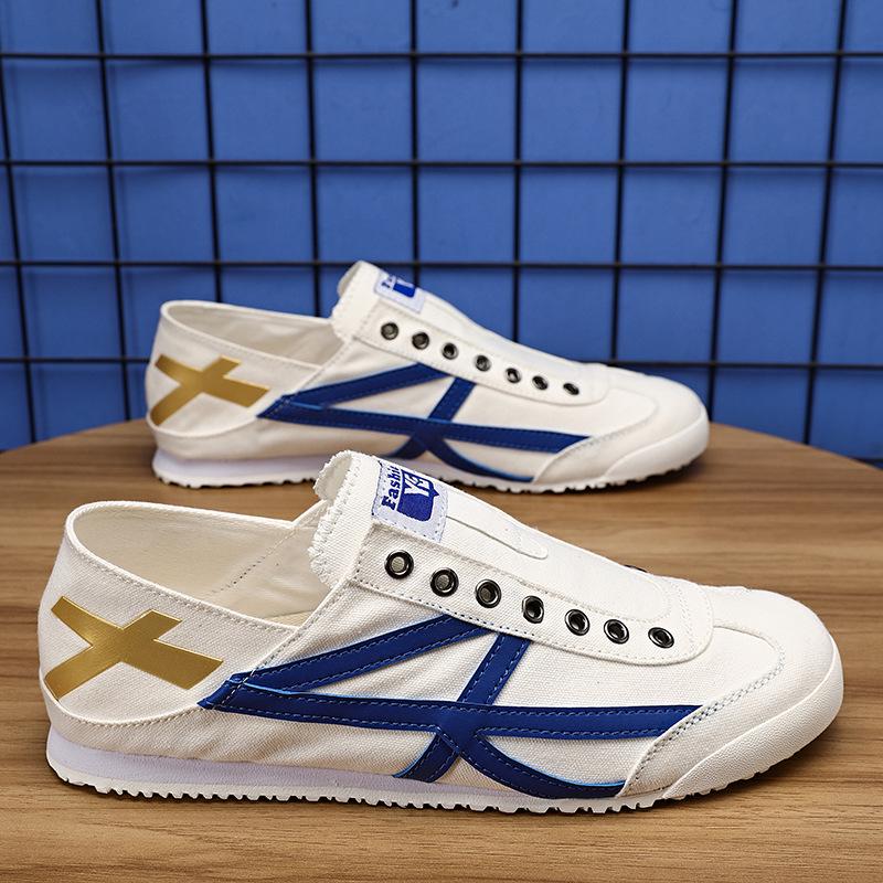 

Men s Breathable Summer White Canvas Slip-on Shoes 43