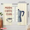 2pcs 2D flat printing Scene Curtains Morning Coffee Club Mug 100% Polyester Fabric Without Electricity Seasonal Party & Holiday