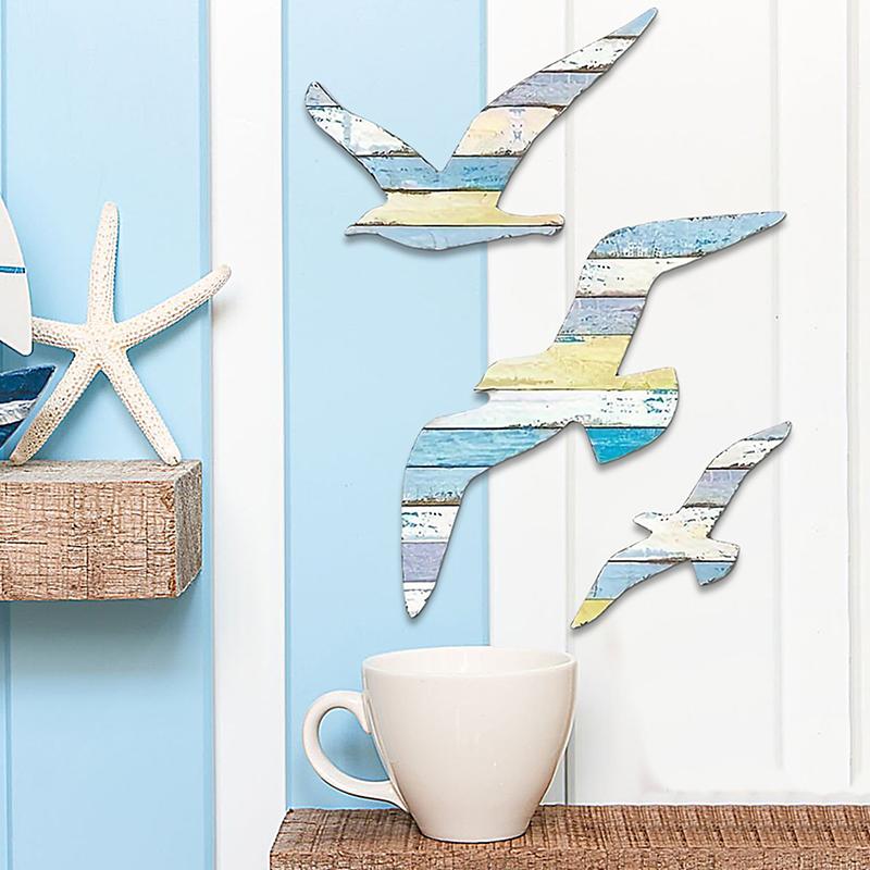 Retro Seagull Wall Decoration Set Wooden Seagull Ornament Room Decoration Living Room, Office Decor Items Home Decor Items