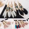 Vintage Elegant Long Pendant Dangle Hook Feather Earrings Women Jewelry Gift