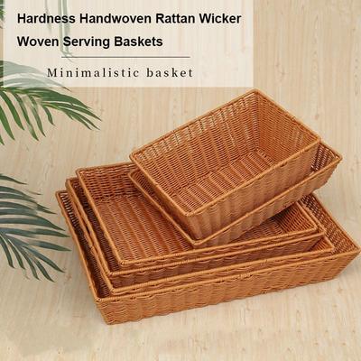 Härte Rattan Korbweide Geflochtene Servierkörbe Handgeflochten 10 Größen Restaurant Serviertisch Tischaufsteller Khaki Rattan Korb