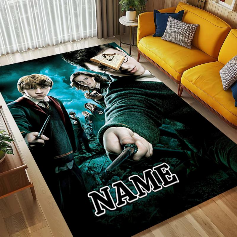 Custom Name Harry Potter Living Room Non-Slip Area Rug Soft Carpet for Bedroom Kids Playroom Sofa Office Home Decor Doormat