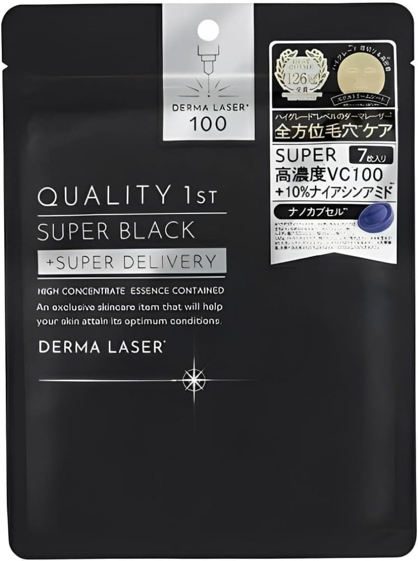 

Quality 1st Derma Laser Super Black Mask Face Pack Sheet Mask Pore Cleansing Made in Japan (7 sheets) / (Vitamin C) белый