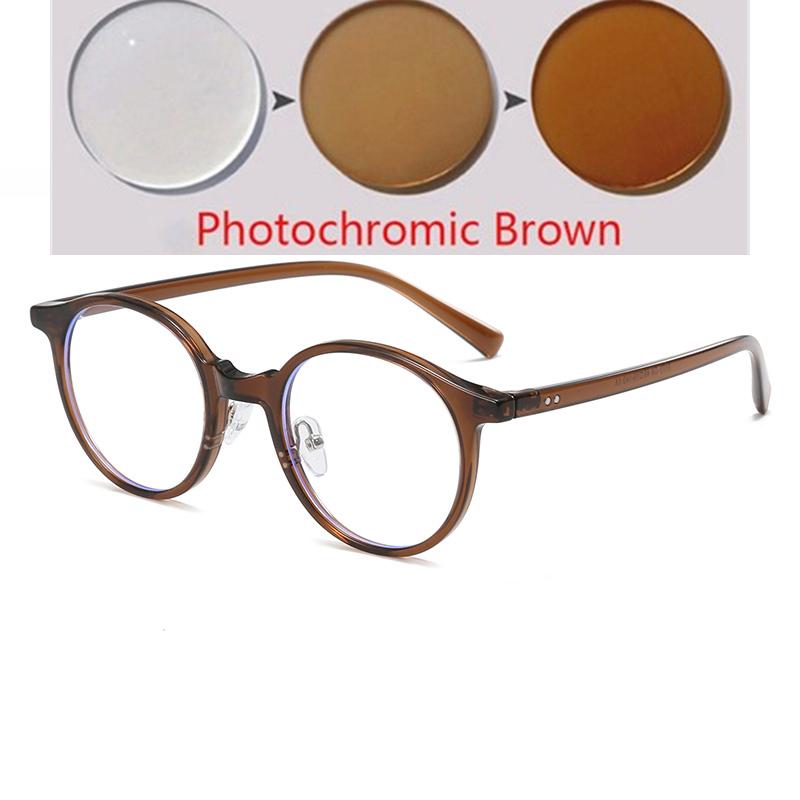 Leopard Frame Round Shortsighted Prescription Lens Eyeglasses TR90 Material Anti Blue Rays Student Minus Diopter Eyeglasses 0 -0.5 -0.75 To -6.0