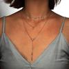 Fashion Women Crystal Multi-Layer Choker Collar Pendant Chain Necklace Jewelry