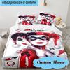 3PCS Custom Name Harley Card Bedding Set, Including 1pc Duvet Cover And 2pcs Pillowcases, Suitable for Dorms and Bedrooms Gift