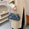 Vintage Women Wedding Clutch Flowers Lock Shell Clip Fringe Chain Shoulder Bags Purple Blue Crossbody Bags Handbags And Purses
