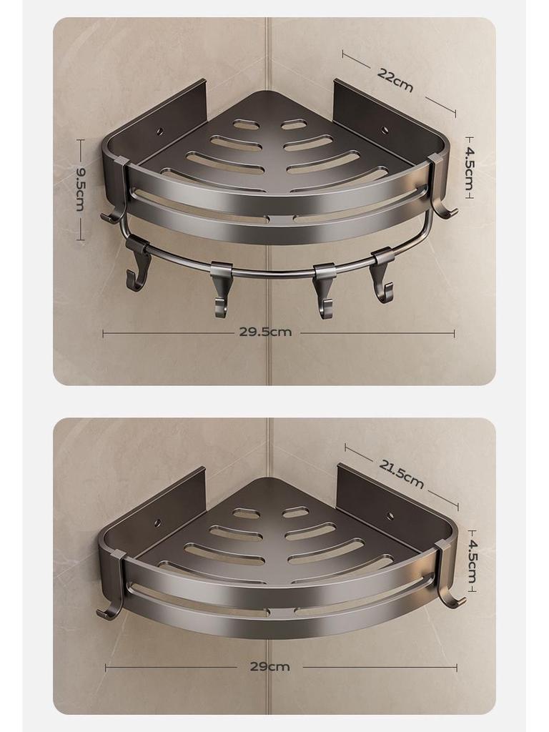 Stanzfreies Eckduschregal - Wandmontierter dreieckiger Badezimmer-Aufbewahrungskorb