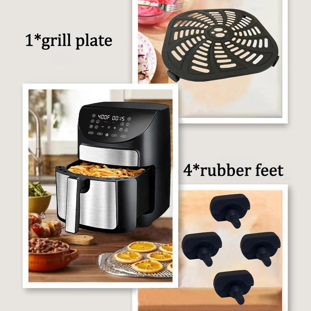 7QT Metal Liners Metal Pots Liners Metal Air Fryers Tray Square Air Fryers Plate Air Fryers Accessory for Cooking