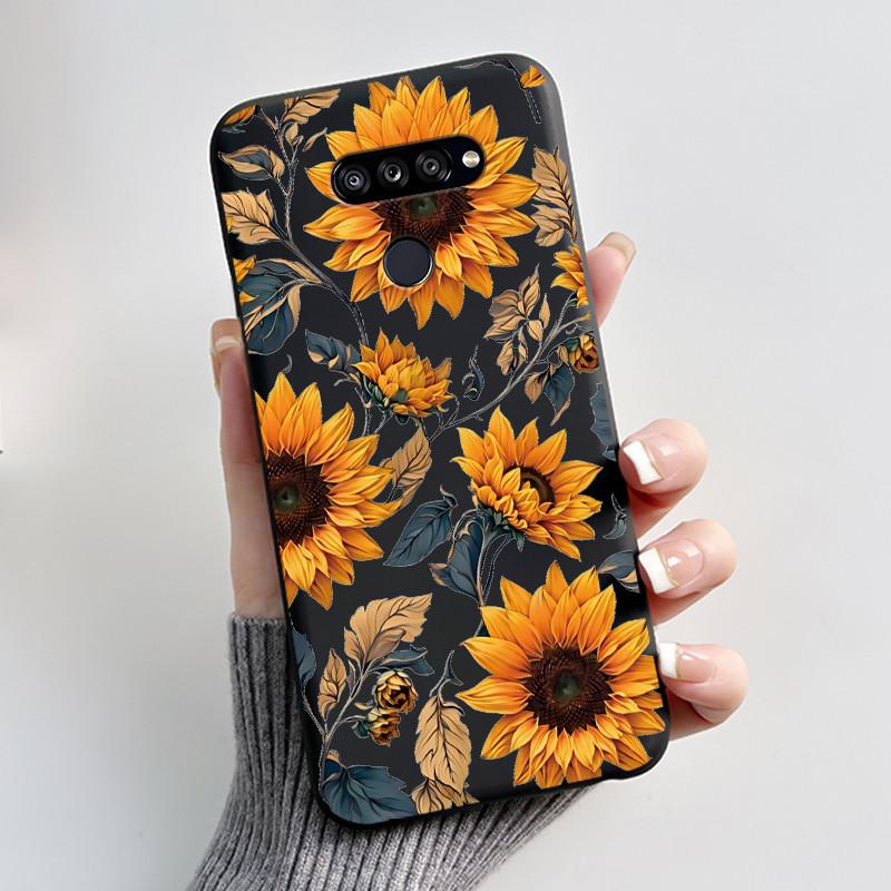 Soft Shockproof Phone Case For LG K50S Bumper Silicone Black Case New Design Viral Pattern Koi Shell Cute Colorful Cover