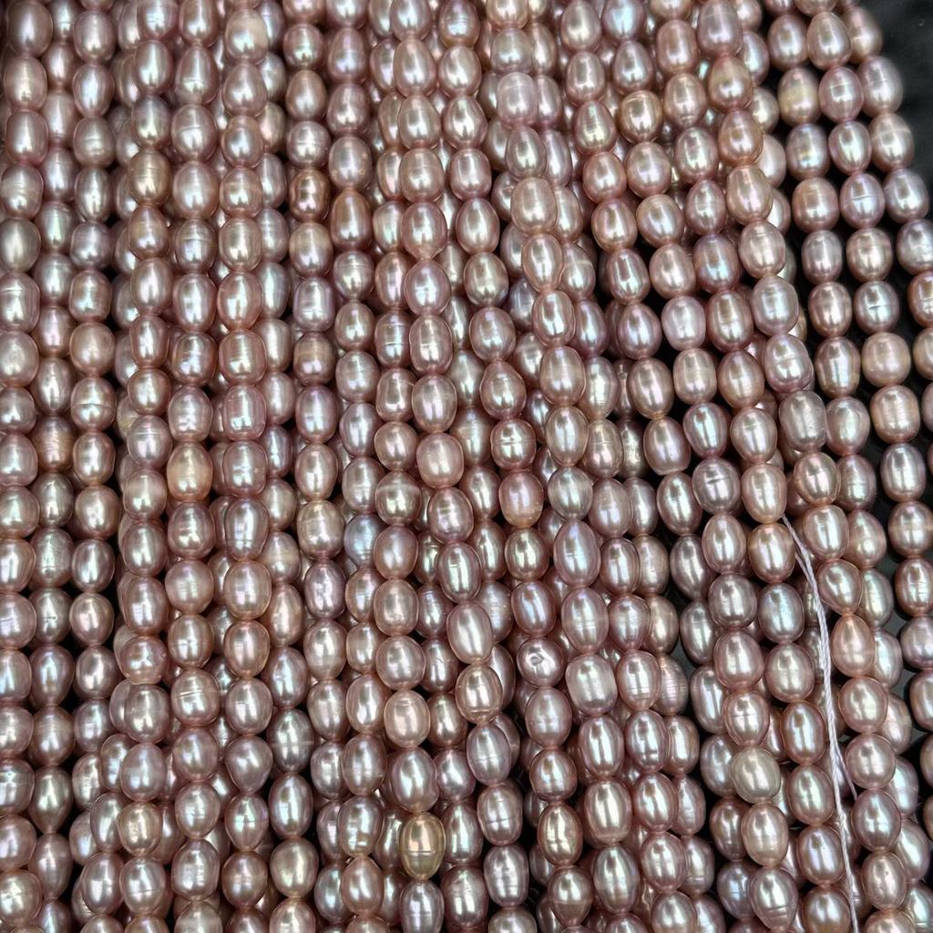 1 Strand Natural Rice Freshwater Pearl Beads 5-6mm Oval White Pearls 36cm for DIY Bracelet Necklace Jewelry Making