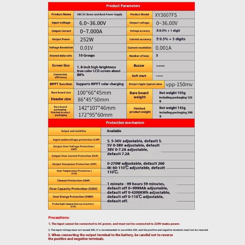 Upgrades Digital Controlled Power Supply 252W 7A Output Constant Electric Current Regulation for Charging Testing Lab
