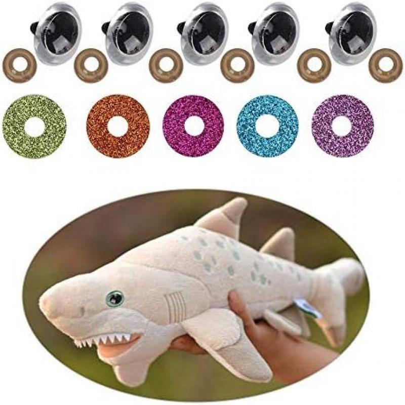 100Set Safety Eyes Doll Eyes 24mm Plastic Glitter Eyes with Colorful Washers for Plush Toys Teddy Bear Crafts