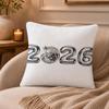 2026 Happy New Years Cushion Cover Anti-dustmite Pillowcase Invisible Zipper Silky Short Plush Sofa Cushion Cover