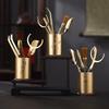 Copper Ebony Wood Tea Ceremony Six Tools Set Gongfu - Teaspoon Pick Tongs Scoop Brush Caddy