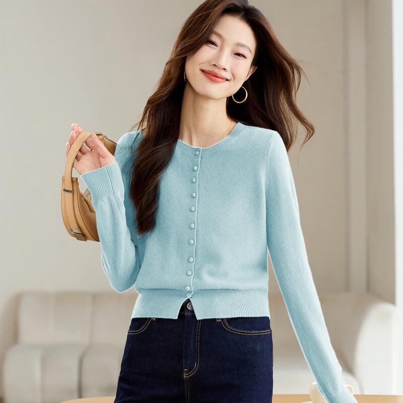 Srcr Women's 100% Wool Short Knit Cardigan