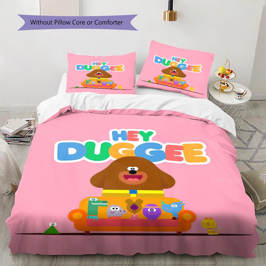Hey Duggee Pattern Bedding Quilt Set Home Decoration Gift (1 * duvet cover + 2 * pillowcase without core)