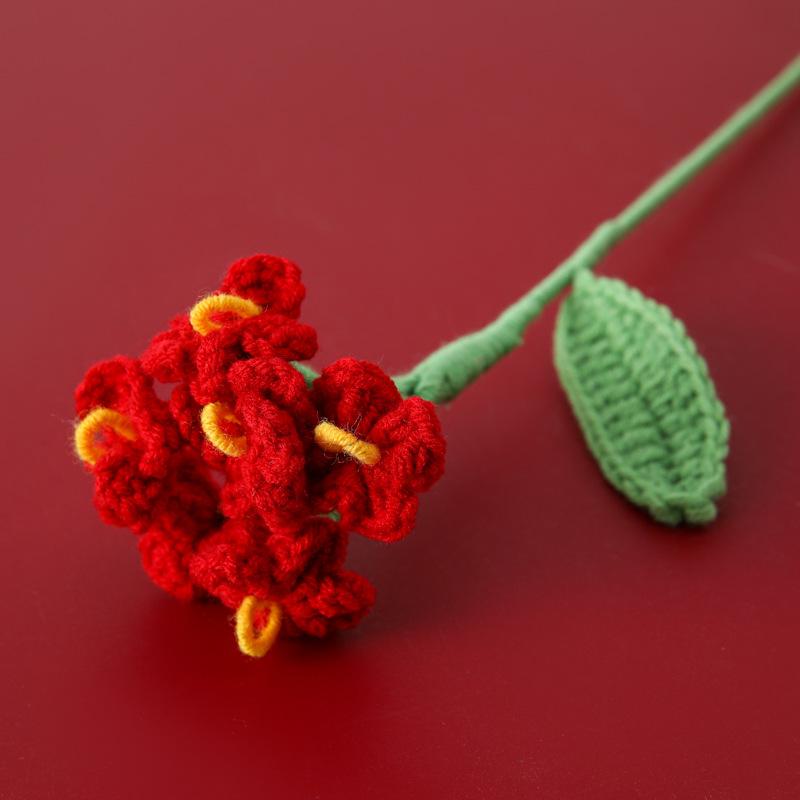 1pc Crochet Flowers Finished Bouquet  Handwoven Knitted Graduation Flower Cute Artificial Decorative Flowers Wedding Home Decor