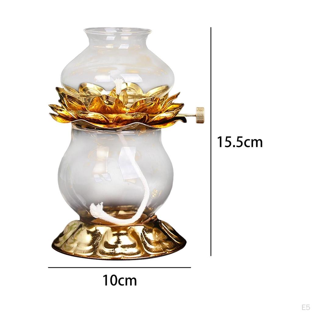 Oil Lamp Buddhist Accessories Candle Light Lotus Flower for Temple Holiday Ornaments