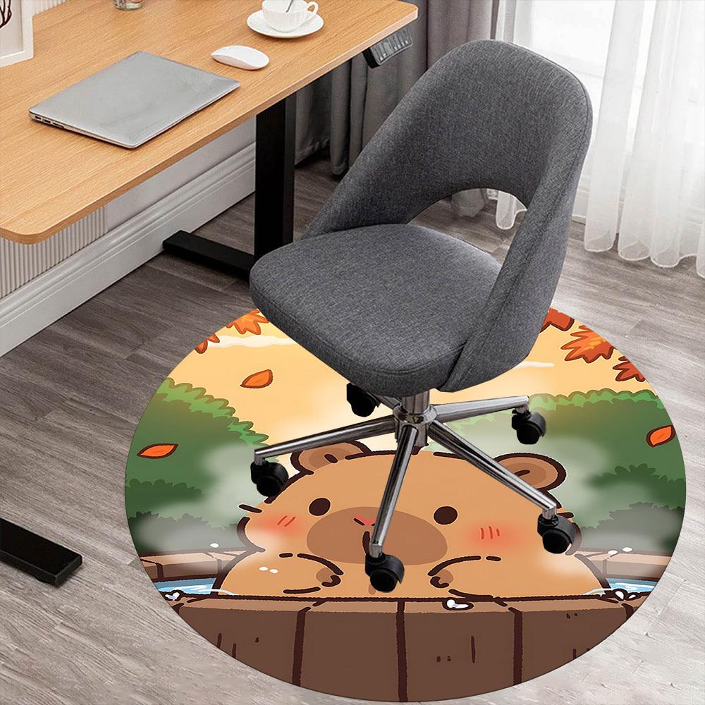 

1pc Bear Hot Spring Round Chair mat office Area Rug - Non-Slip, Floor Mat for Office, Bedroom, and Indoor Decor p127159 80cm by 80cm