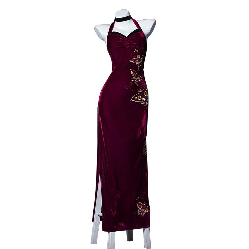 Resident Evil 4 Ada Wong Embroidered Qipao Cosplay Costume for Women XXL