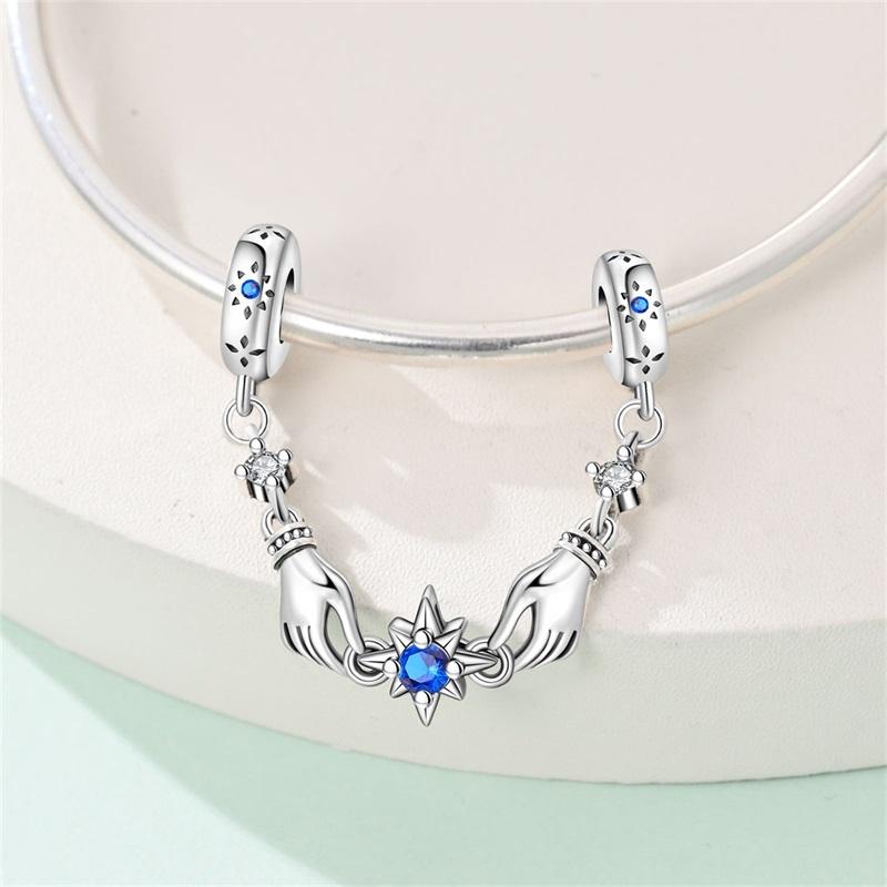 Original Charms Copper Hand Picking Star Safety Chain Charms Bead Fits 3Mm Original Bracelet Women Diy Jewelry Gift