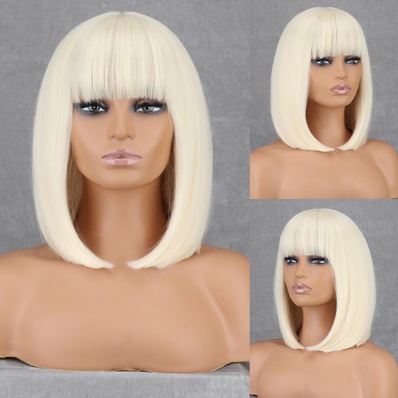 LISI HAIR Dámská móda Délka po ramena Hnědá Rovná Bobová paruka s ofinou Syntetické vlákno Přírodní barva Bobová paruka na denní nošení