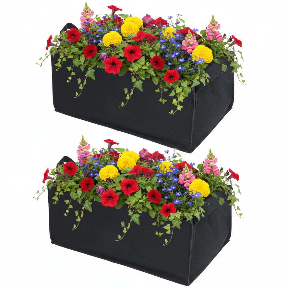 2PCS Durable Rectangle Plant Grow Bag With Handles Reusable Grow Bag Portable Foldable Plant Bag Urban Gardening