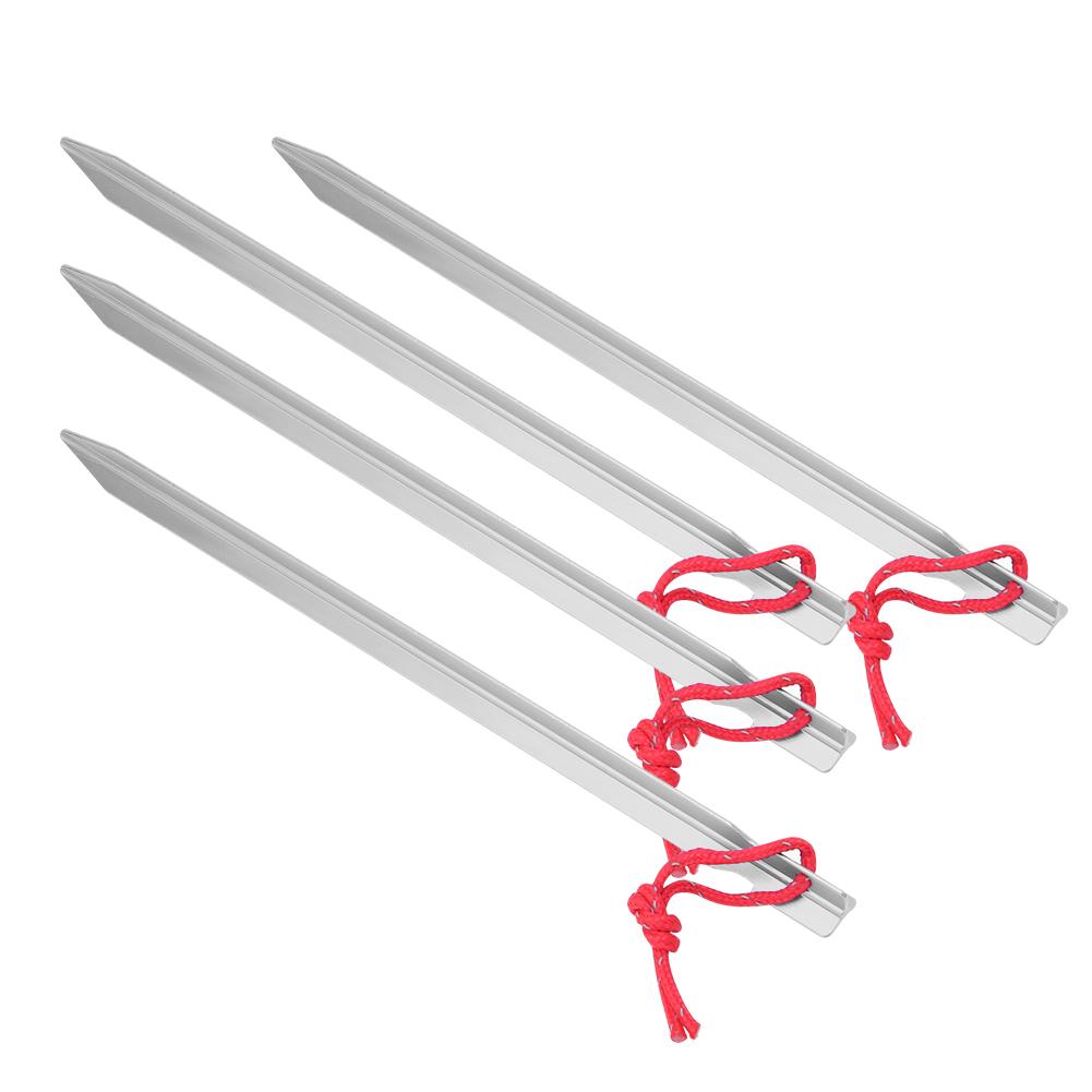 4PCS 23cm Aluminium Alloy Outdoor Lengthen Ultralight Camping Tent Peg Ground Nail StakesSilver