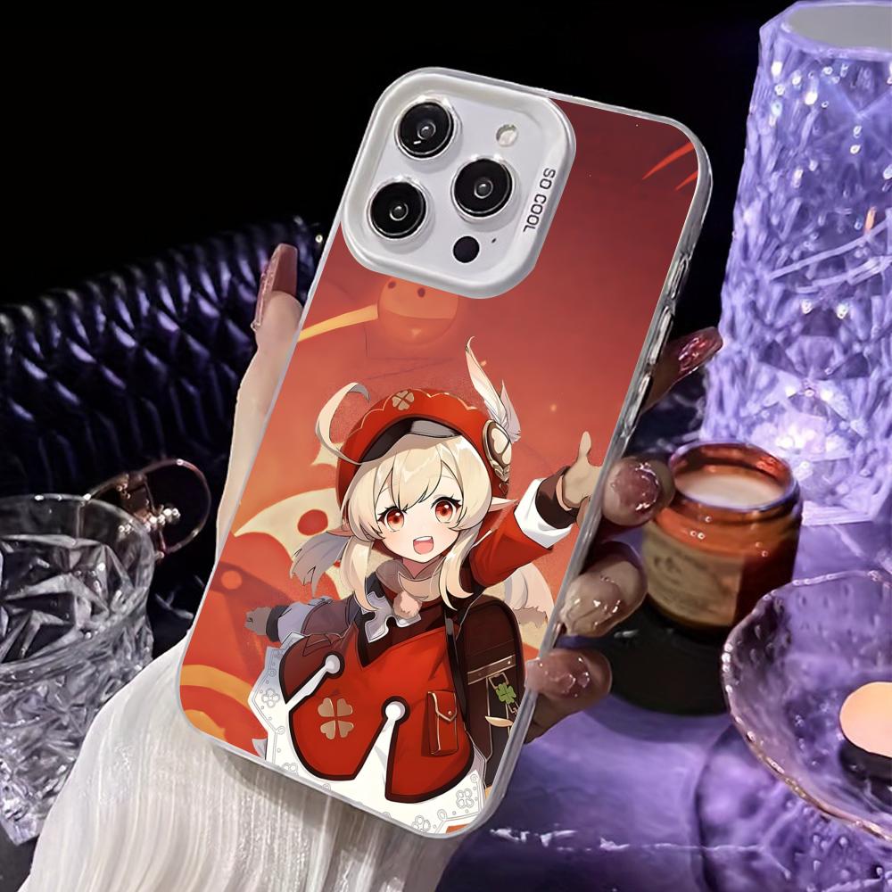 Game GI Klee Mobile Phone Case for iPhone 17 16 15 14 13 12 11 X XR XS 8 7 Air Pro Max Plus White Translucent Colorful Cover