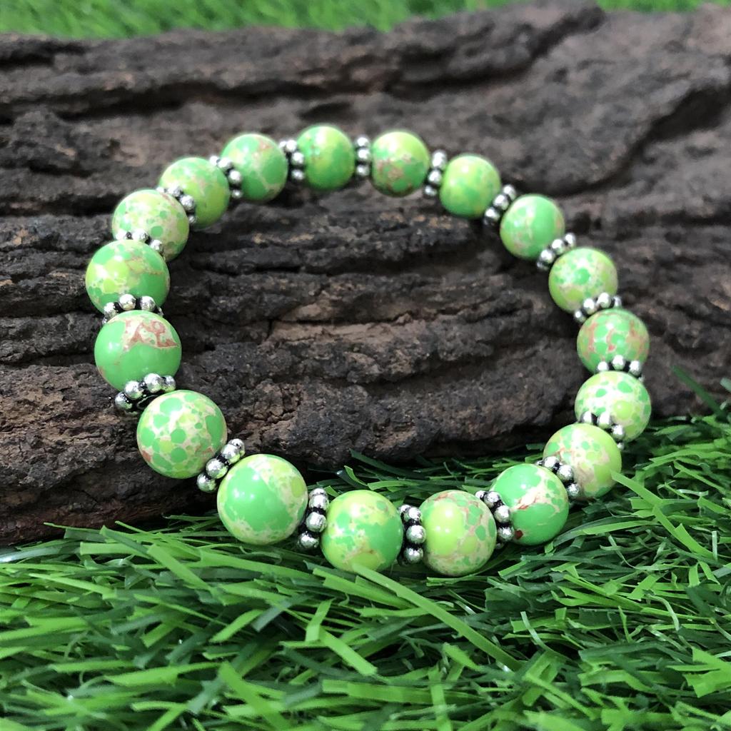 8mm Natural Green Copper Turquoise Gemstone Round Beads  Bracelet 7.5" Designer Chakra Bracelet For Party CSB-24