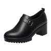 6cm 8cm Fashion Breathable Comfortable Soft Leather Shoes Woman Block Heels  Fall Thick Platform Shoes for Office Work Mom
