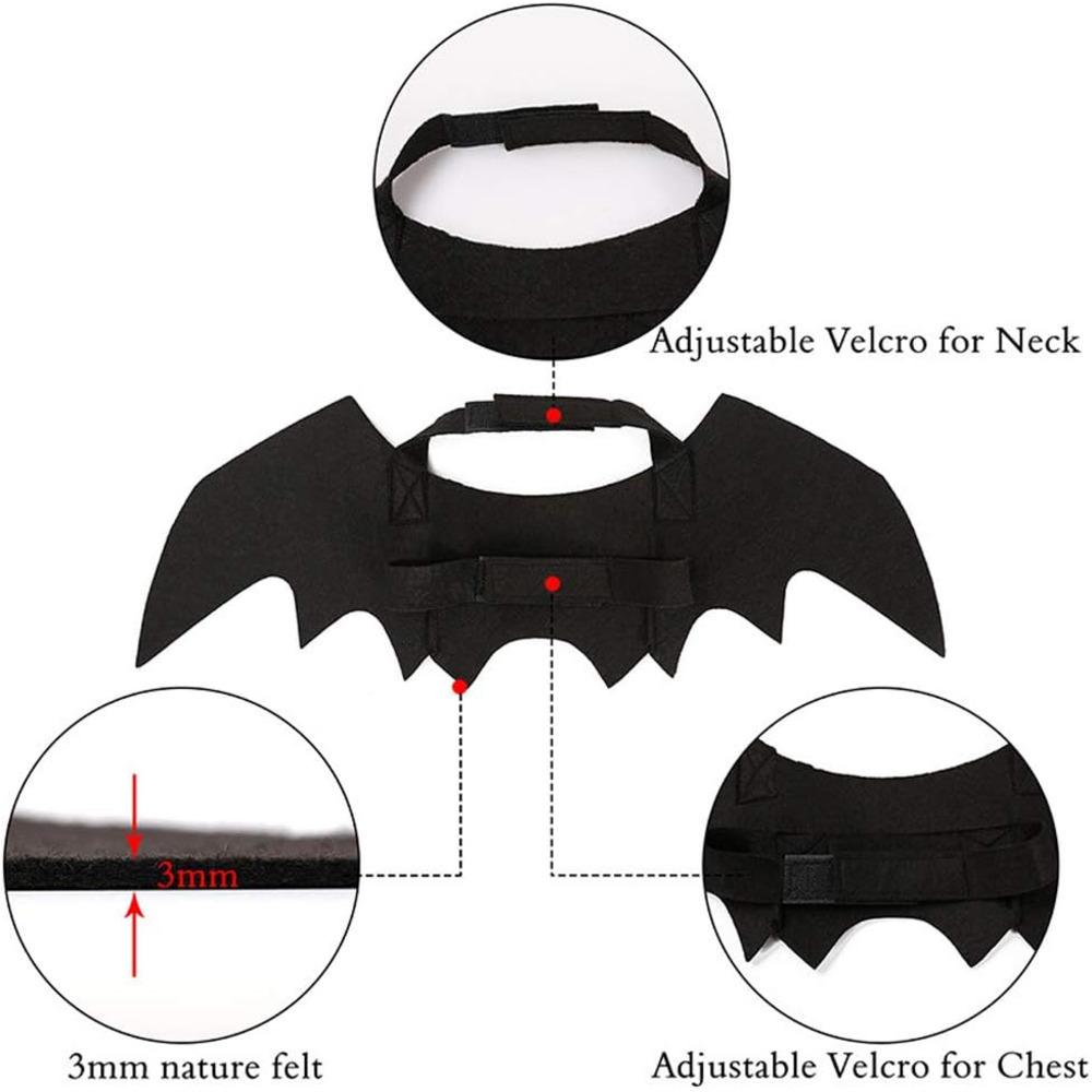Halloween Pet Bat Wings Decoration Kitten Adjustable Costume with Velcro Kitten Cosplay Bat Wings Accessories Party Pet Supplies