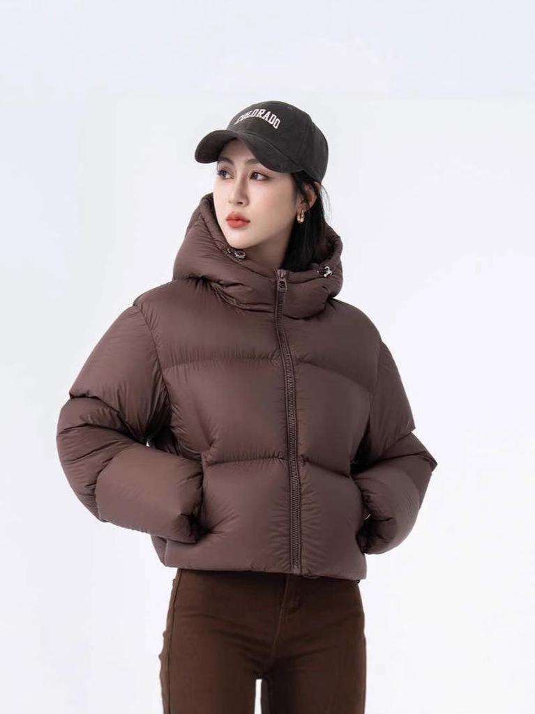 Chaqueta Corta de Plumas de Pato Gruesa de Alta Calidad para Mujer - Estilo de Invierno a la Moda